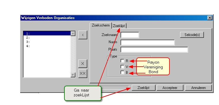 zoekscherm wijzigenverbodenorganisaties